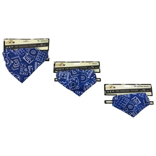 Blue - Western Themed Pet Bandana Collars - Medium Blue - Western Themed Pet Bandana Collars - Medium