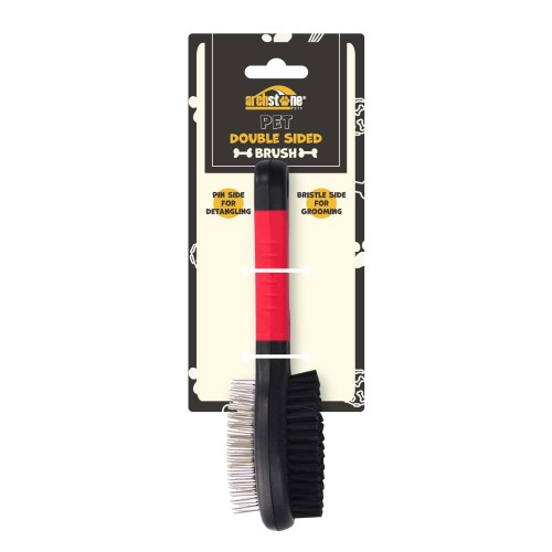 Black/Red - Double Sided Pet Brush - Bristles and Pins Black/Red - Double Sided Pet Brush - Bristles and Pins