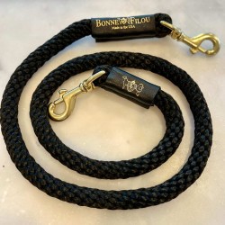 Black w/ Black Leather Sleevee - Rope Leash Black w/ Black Leather Sleevee - Rope Leash