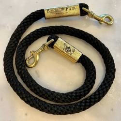Black w/ Metallic Gold Leather Sleeve - Rope Leash Black w/ Metallic Gold Leather Sleeve - Rope Leash