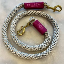 Silver Gray w/ Fuchsia Leather Sleeve - Rope Leash Silver Gray w/ Fuchsia Leather Sleeve - Rope Leash