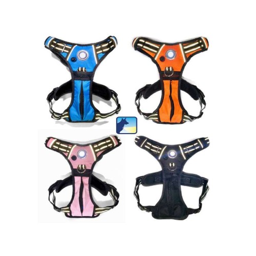 Orange - Headlight Harness, Dog Harness with Built In LED Light - Medium