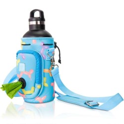 Blue Balloon Dogs - Made Easy Kit Water Bottle Carrier w/Pocket for Dog Poop Bag - 32oz Large