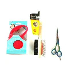 Retractable Dog Leash Double Brush Grooming Hair Scissors Complete Gift Set Retractable Dog Leash Double Brush Grooming Hair Scissors Complete Gift Set
