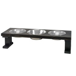 Black/Ebony - Farmhouse 3 Bowl Elevated Regular Feeder - 8 Inch