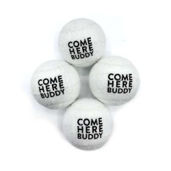 Set of 4 Come Here Buddy Tennis Balls in White Set of 4 Come Here Buddy Tennis Balls in White