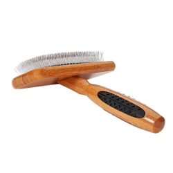 Dark Bamboo1 - Bass Brushes- De-matting Pet Brush Slicker Style - Medium