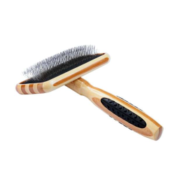 Striped Bamboo1 - Bass Brushes- De-matting Pet Brush Slicker Style - Medium Striped Bamboo1 - Bass Brushes- De-matting Pet Brush Slicker Style - Medium