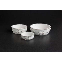 French White - Carmel Ceramica Dog Food/Water Bowl - Small French White - Carmel Ceramica Dog Food/Water Bowl - Small