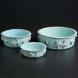 Baby Blue - Carmel Ceramica Dog Food/Water Bowl - Small Baby Blue - Carmel Ceramica Dog Food/Water Bowl - Small