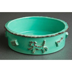 Aqua/Green - Carmel Ceramica Dog Food/Water Bowl - Small Aqua/Green - Carmel Ceramica Dog Food/Water Bowl - Small