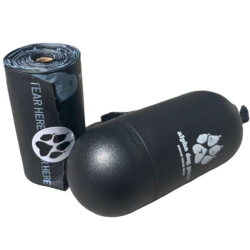 Black - Pill Dispenser with Plant-Based Compostable Poop Bag Roll