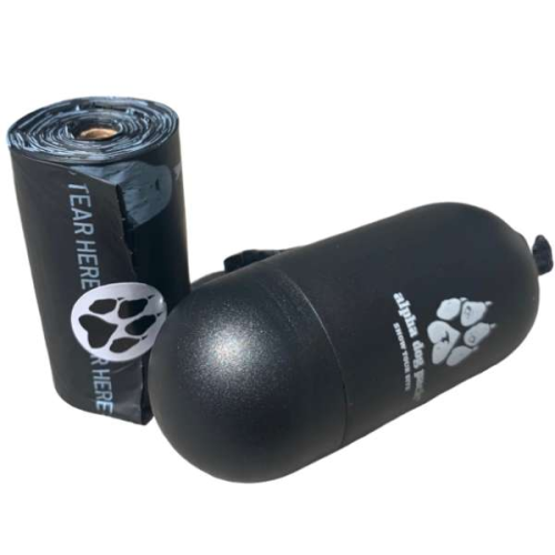 Black - Pill Dispenser with Plant-Based Compostable Poop Bag Roll Black - Pill Dispenser with Plant-Based Compostable Poop Bag Roll