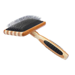 Striped Bamboo - Bass Brushes- De-matting Pet Brush Slicker Style - Large