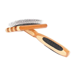 Striped Bamboo - Bass Brushes- De-matting Pet Brush Slicker Style - Medium