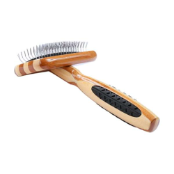 Striped Bamboo - Bass Brushes- De-matting Pet Brush Slicker Style - Small