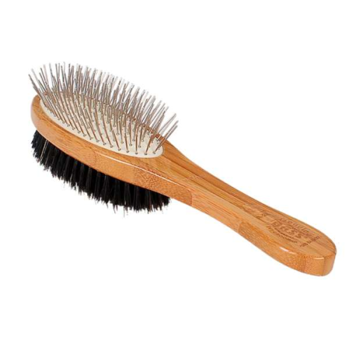 Dark Bamboo - Bass Brushes- Dual Sided Pet Brush Oval Style - Full Dark Bamboo - Bass Brushes- Dual Sided Pet Brush Oval Style - Full