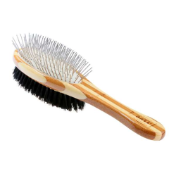 Striped Bamboo - Bass Brushes- Dual Sided Pet Brush Oval Style - Full