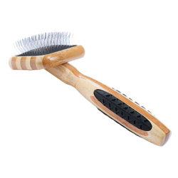 Striped Bamboo - Bass Brushes- De-matting Pet Brush Slicker Style - Extra Small