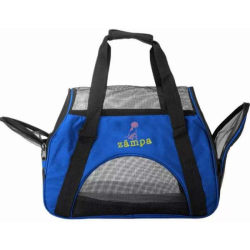 Blue - Zampa Airline Approved Soft Sided Pet Carrier - 15" x 17" x 7"